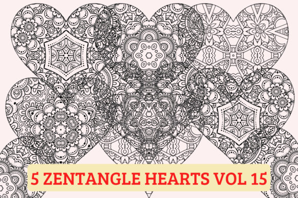 5 Zentangle Hearts Vol 15 and 5 Zentangle Hearts Vol 1: A Creative Journey for Adult Coloring Enthusiasts