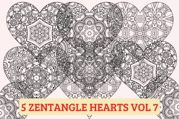 5 Zentangle Hearts Vol 7: A Creative Journey for Adult Coloring Enthusiasts