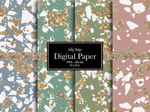 Abstract Golden Glitter Digital Paper