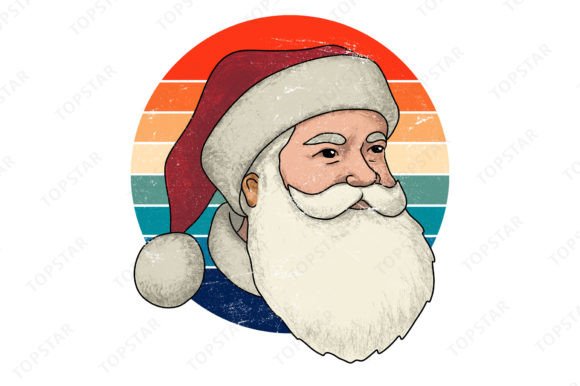 Christmas Santa Retro Sunset Vintage Art