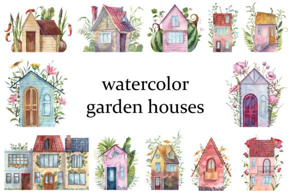 Exploring the Watercolor Cute Garden Houses Set: A Creative Resource for Designers and Artists