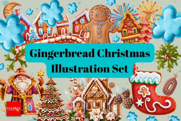 Gingerbread Christmas Illustration Set: A Creative Resource for Design Enthusiasts
