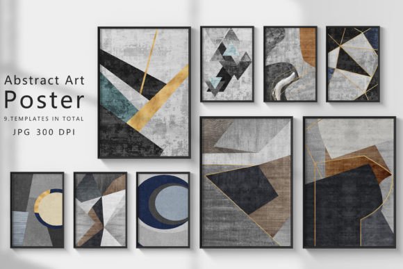 Modern Geometric Drawing Wall Art Set
