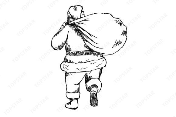 Santa Claus with Bag of Gifts, Back View