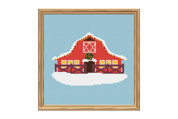 Scandinavian Christmas Barn with Snow Cross Stitch Pattern: A Cozy Craft for the Holiday Season
