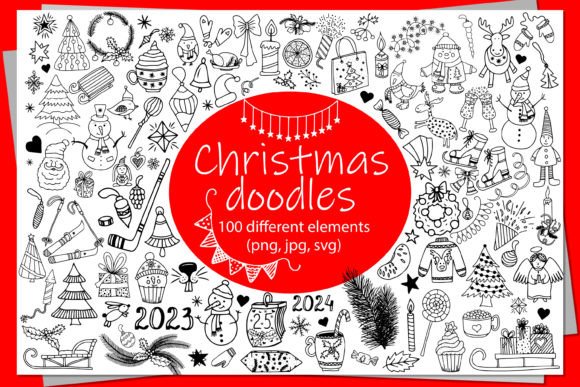 Vector Doodle Christmas Set for Creative Winter Projects